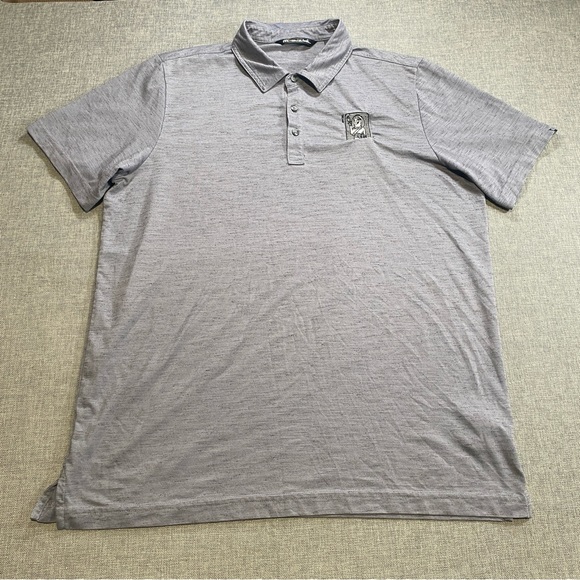Travis Mathew Auckland Slub Polo Shirt Mens Size XL Grey Striped Stretch - Picture 1 of 9
